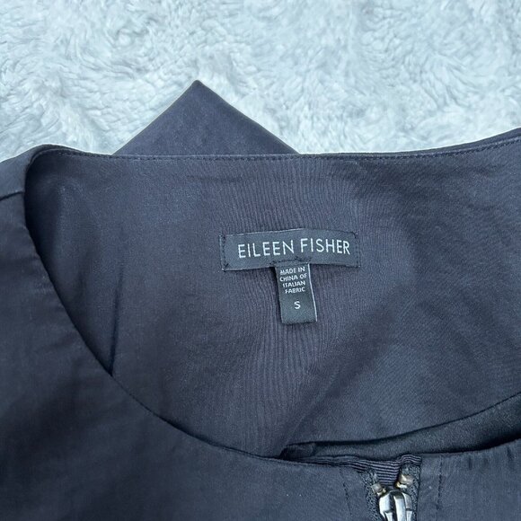 Eileen Fisher Womens Small Full Zip Long Sleeve Basic Jacket Black Ramie Blend - Picture 3 of 9